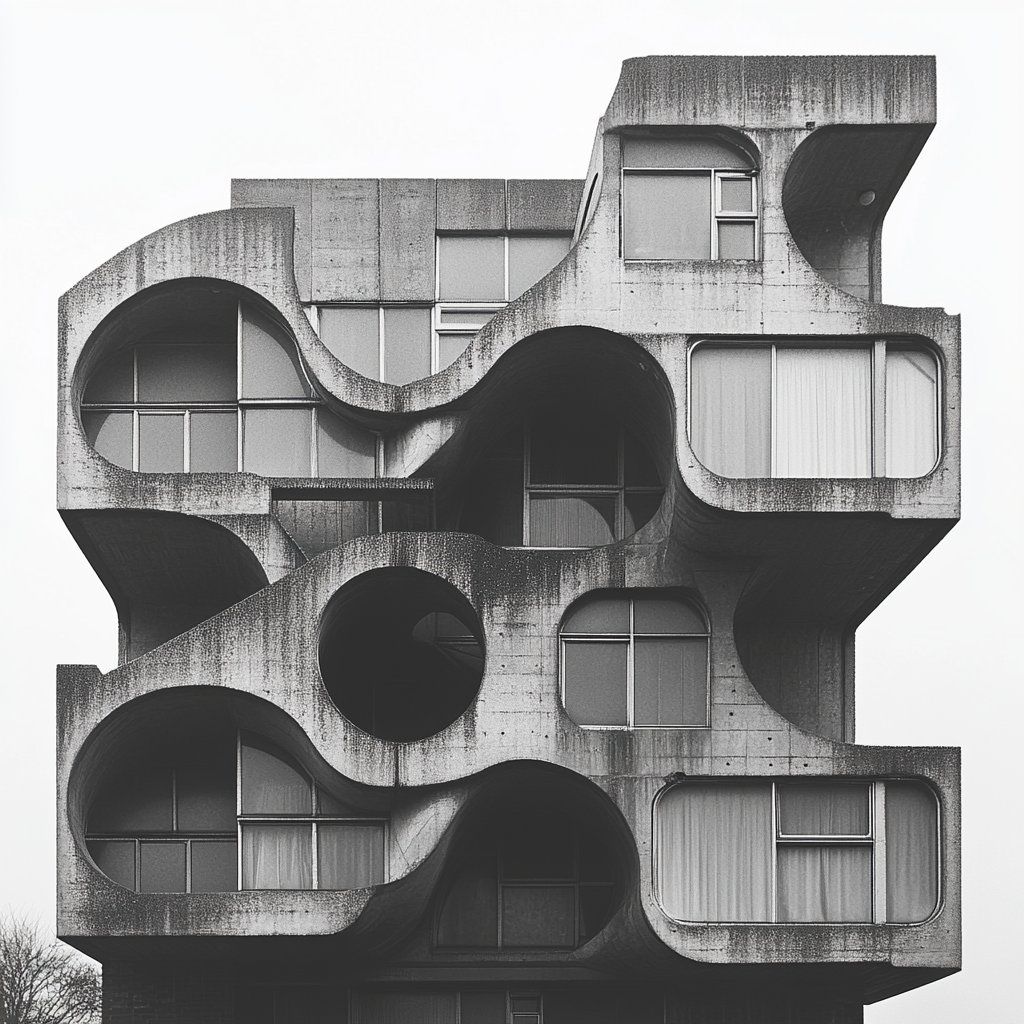 Brutalist residential tower facade, Domicile One