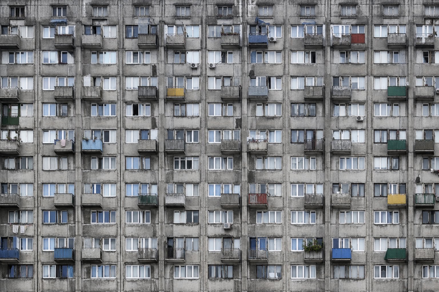 Residential block facade, balconies