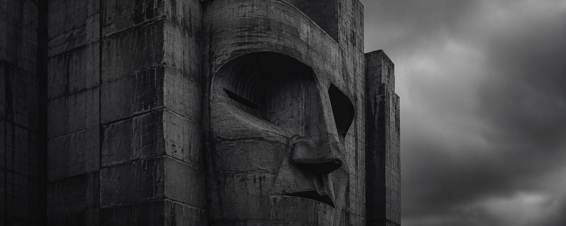 Concrete monument carved as a human face, Tribute